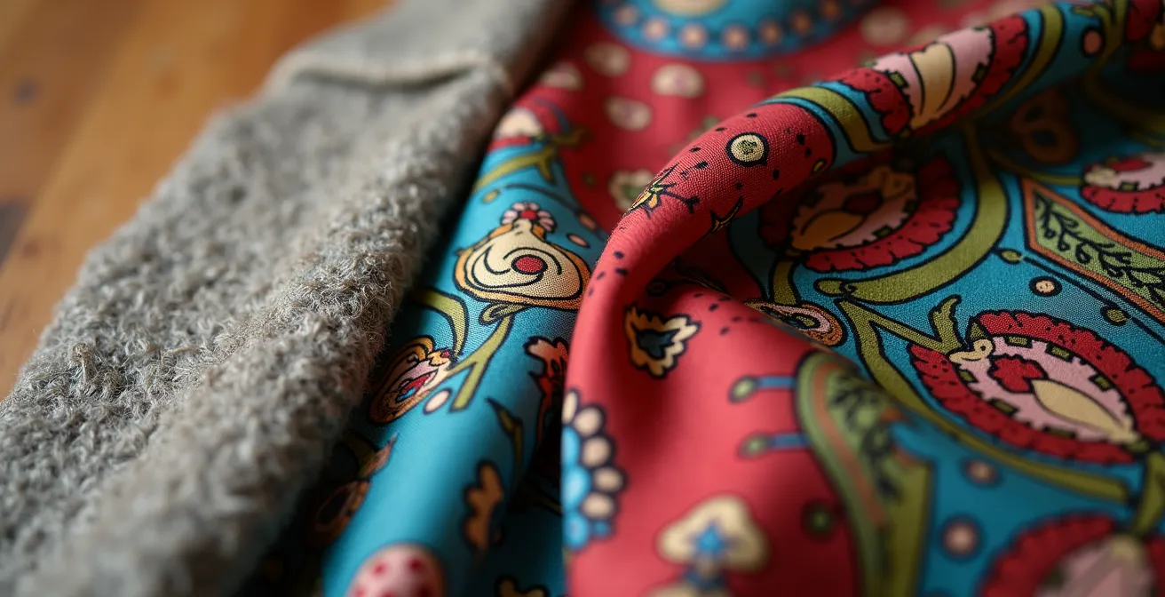 Hochwertiger Wollmantel neben Vintage-Accessoires auf Holztisch, was den Mix aus Investment und modischen Highlights symbolisiert.