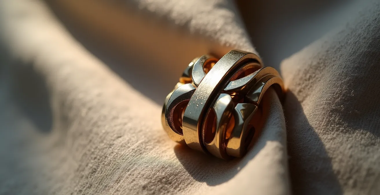 Detailaufnahme eines Statement-Accessoires, das ein schlichtes Outfit komplett verändert