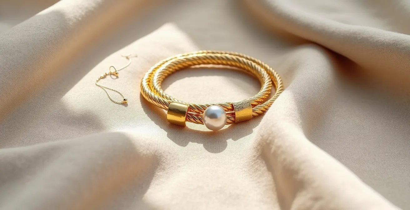 Harmonische Kombination von Gold- und Silberschmuck mit Brückenstücken in beiden Metallen