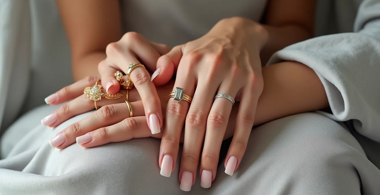 Elegante Darstellung verschiedener Hauttöne mit passenden Schmuckfarben