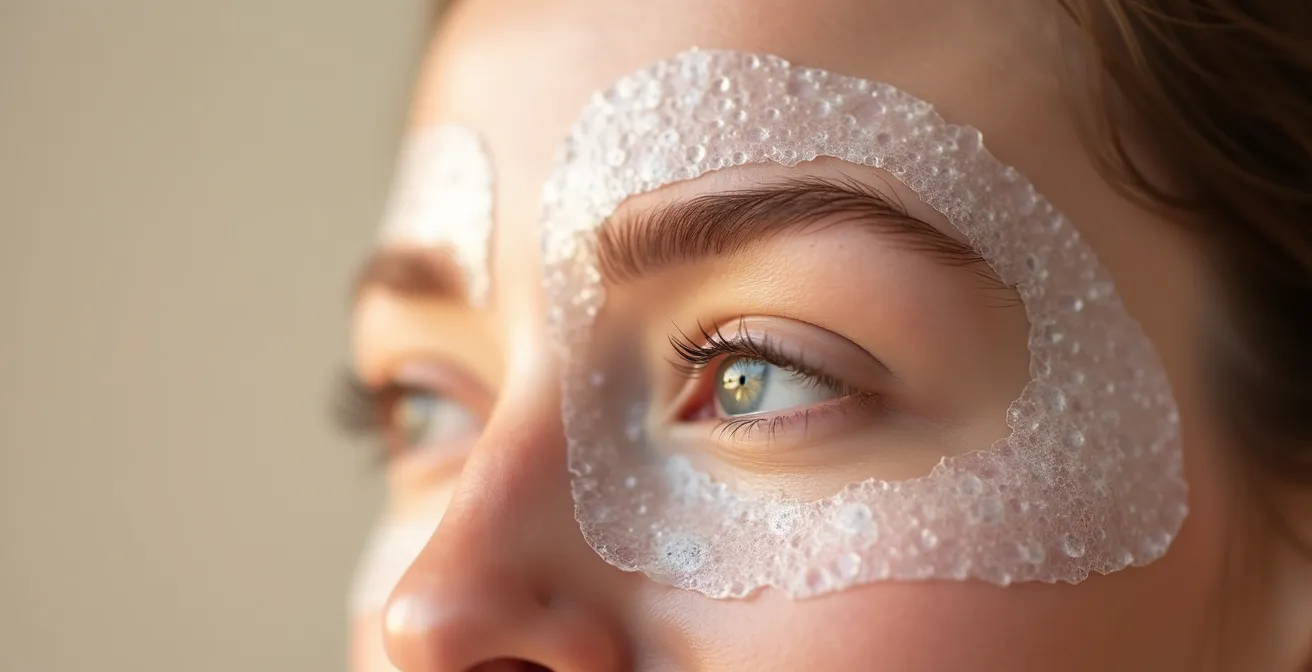 Löschpapier-Test zur Hauttypenbestimmung an der Stirn