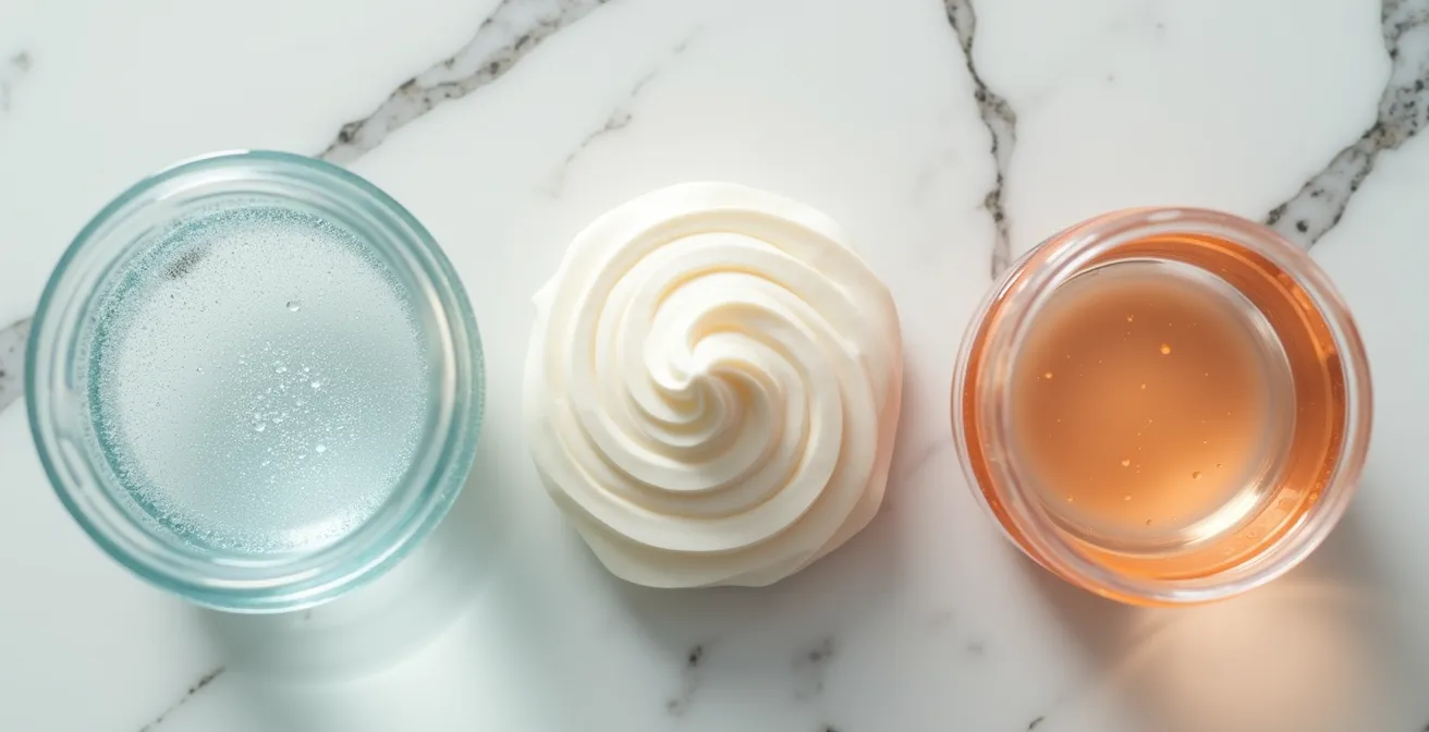 Verschiedene Hitzeschutz-Produktformate auf Marmorunterlage arrangiert