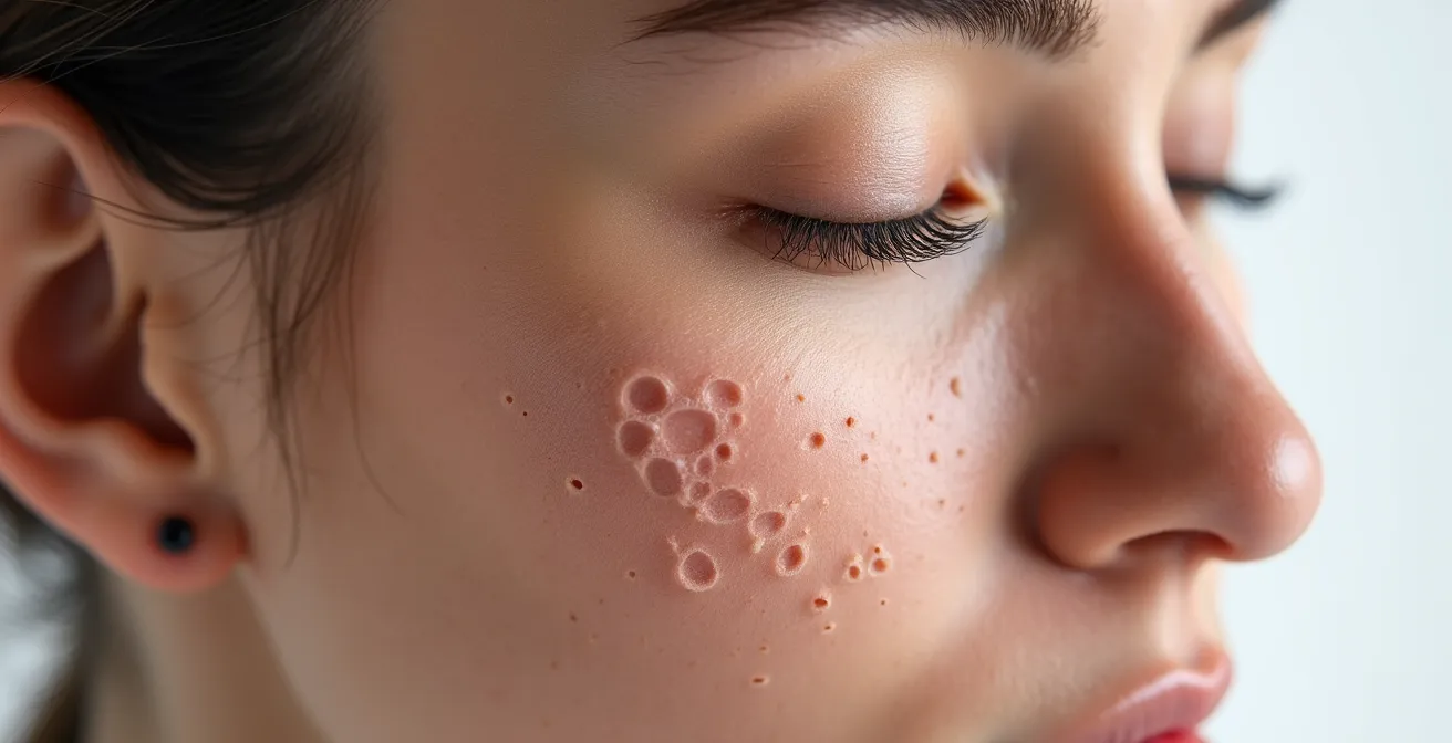 Nahaufnahme eines Smartphones, das Hautdetails fotografiert