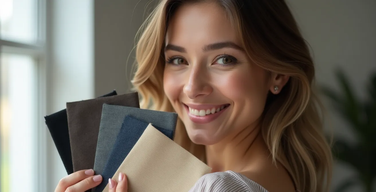 Farbpaletten-Test mit neutralen Tönen für verschiedene Hauttypen