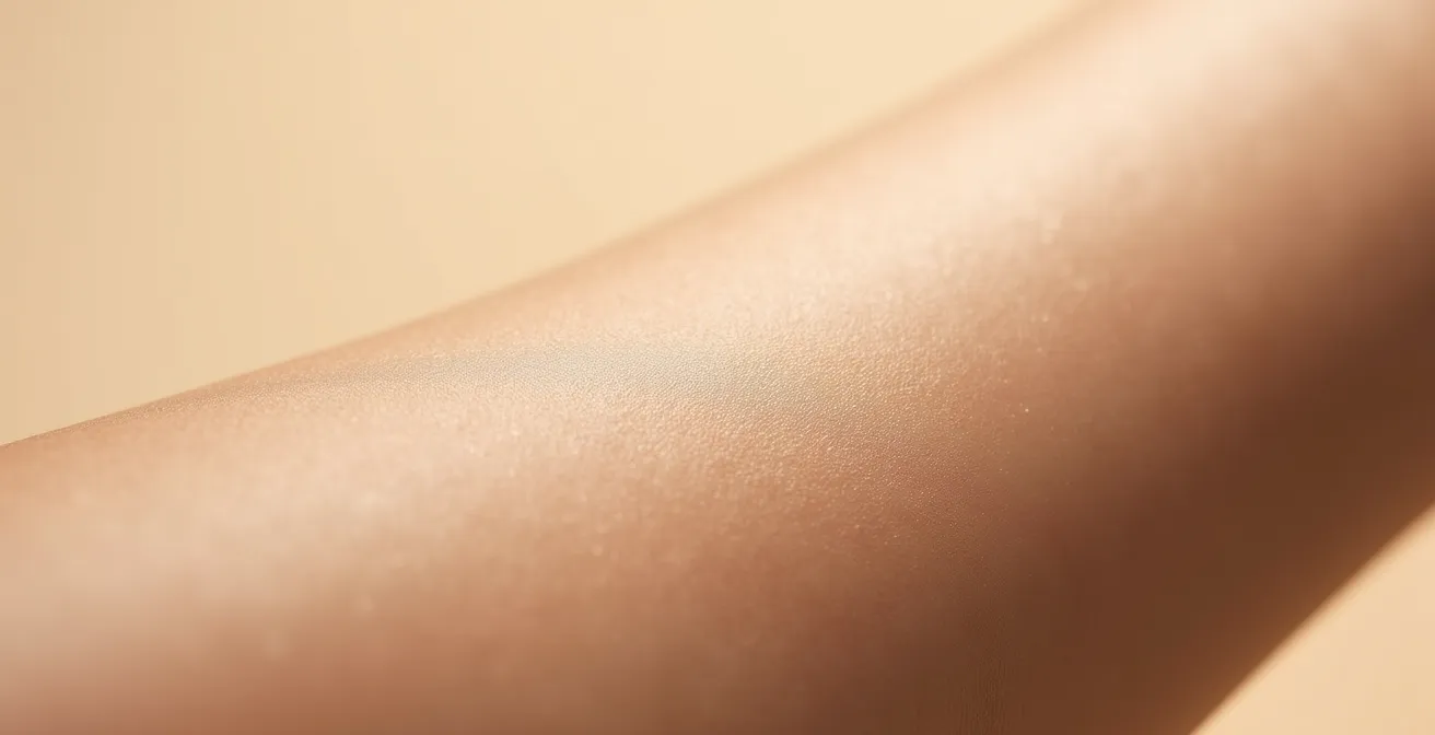 Makroaufnahme von gepflegter Haut mit sichtbarer Texturverbesserung