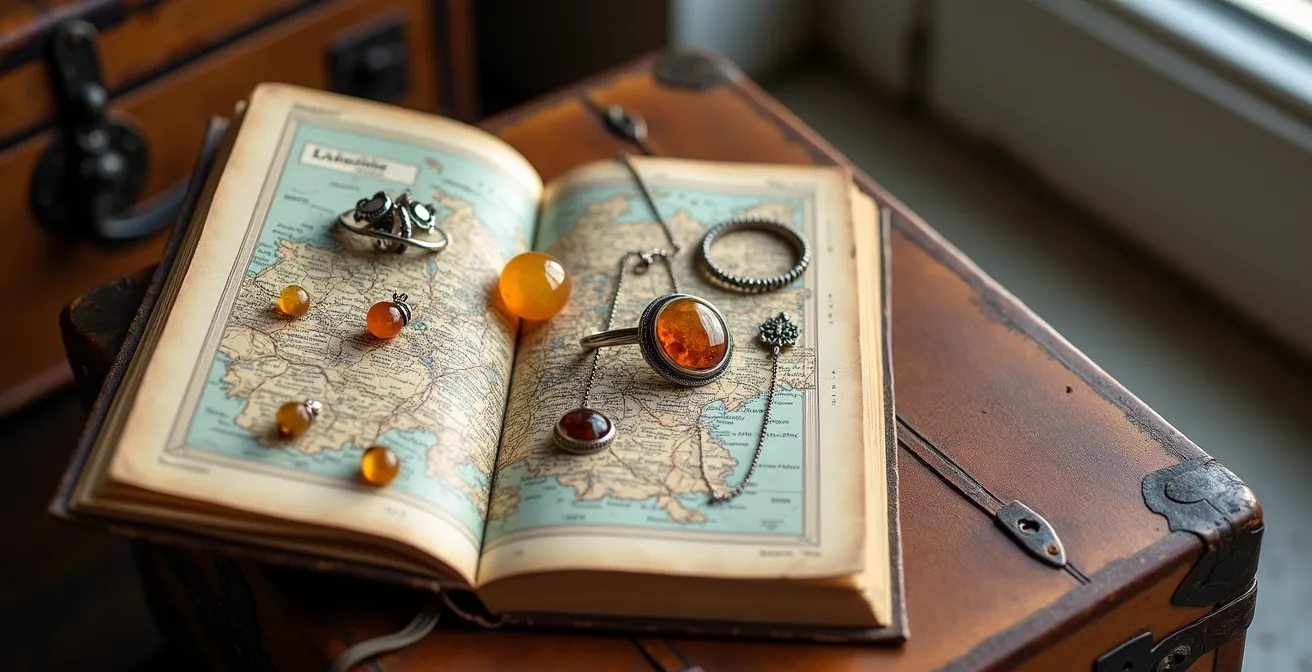 Armbänder und Anhänger aus verschiedenen deutschen Regionen kunstvoll arrangiert